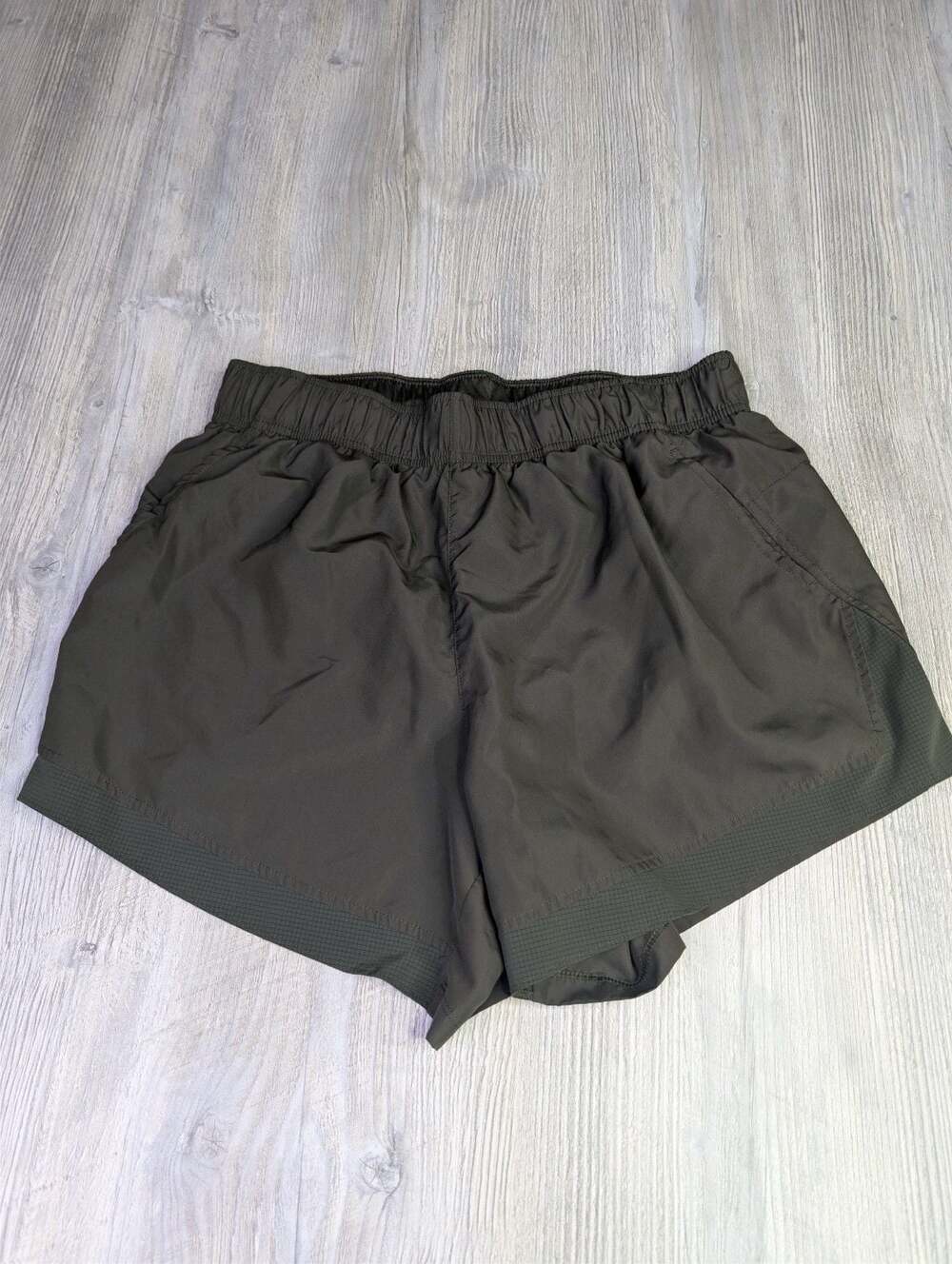 Athletic Works Women's Olive Green Running Shorts with Built-in Liner